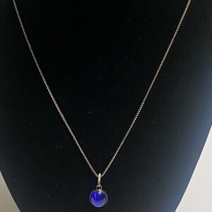 Elegant Sterling 925 Blue Pendant Necklace